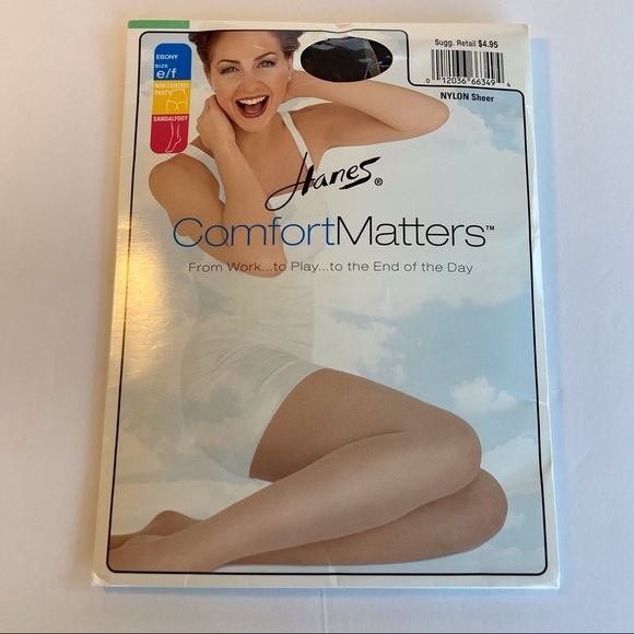 Hanes Accessories - HANES Women’s Comfort Matters Sheer Nylons Sandalfoot Ebony size ef